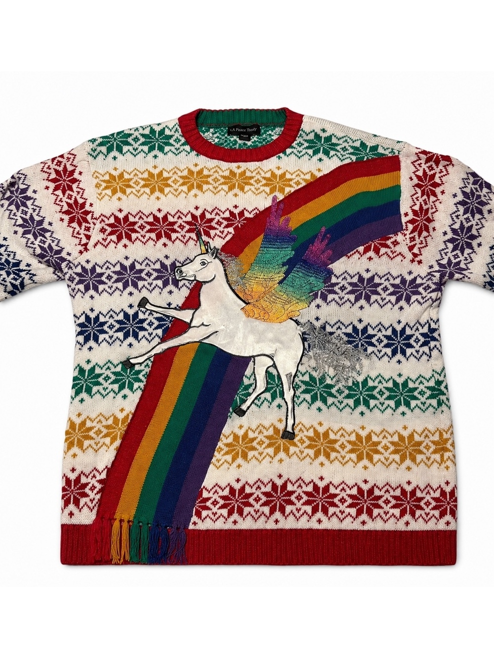 Rainbow Unicorn Ugly Christmas Sweater Pride Fairy Soft Oversized Women’s Large